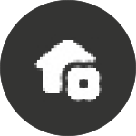 Home and Garden Icon of a house with a flower in front of it.