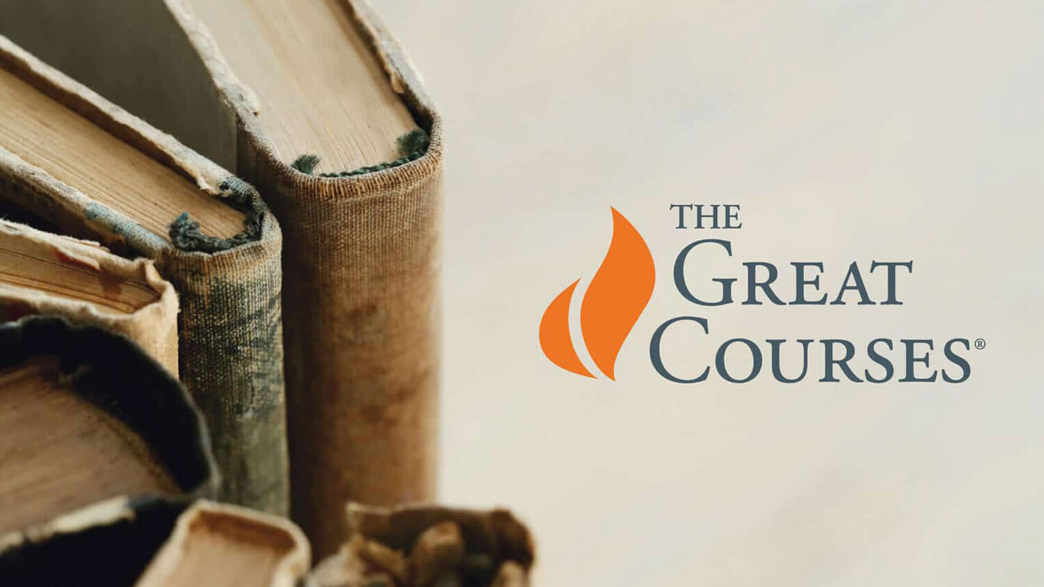 Old books surround The Great Courses logo.