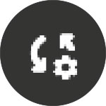 Icon of a gear and two arrows.